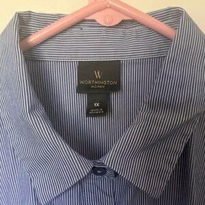 Worthington Women’s Navy Pinstripe Shirt